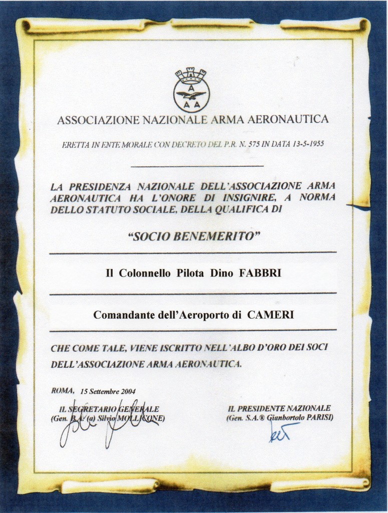 Diploma "Socio Benemerito"