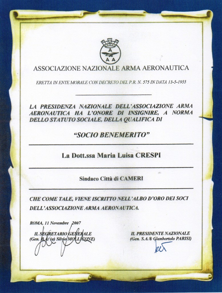 Diploma "Socio Benemerito"